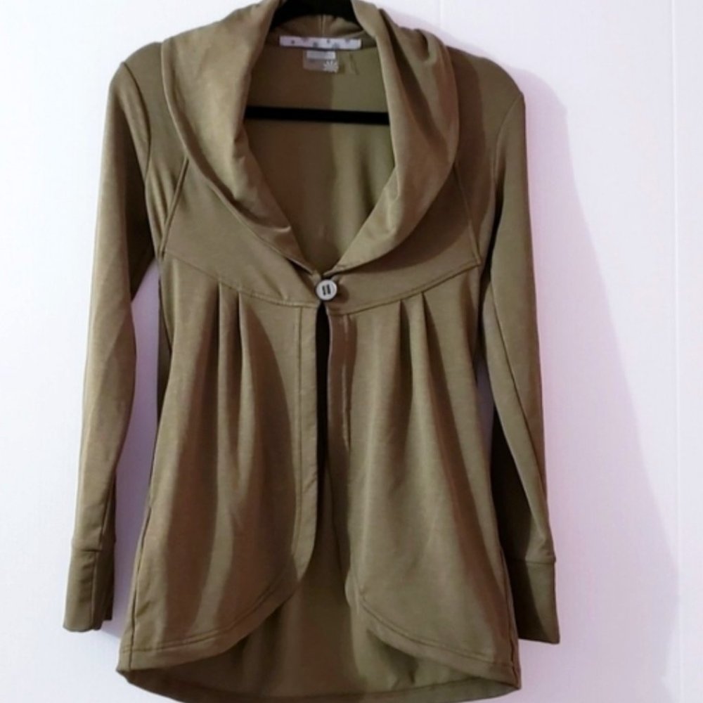Athleta Olive Green Super Soft Wrap One Button Cardigan Coat Sweater SZ XS